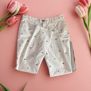 Tommy Hilfiger White Pants with Red Embroidery